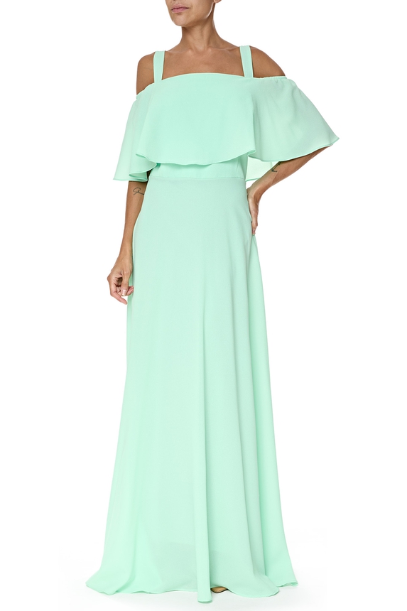 Vestido Longo Crepe Verde - DG76381 Essential Collection