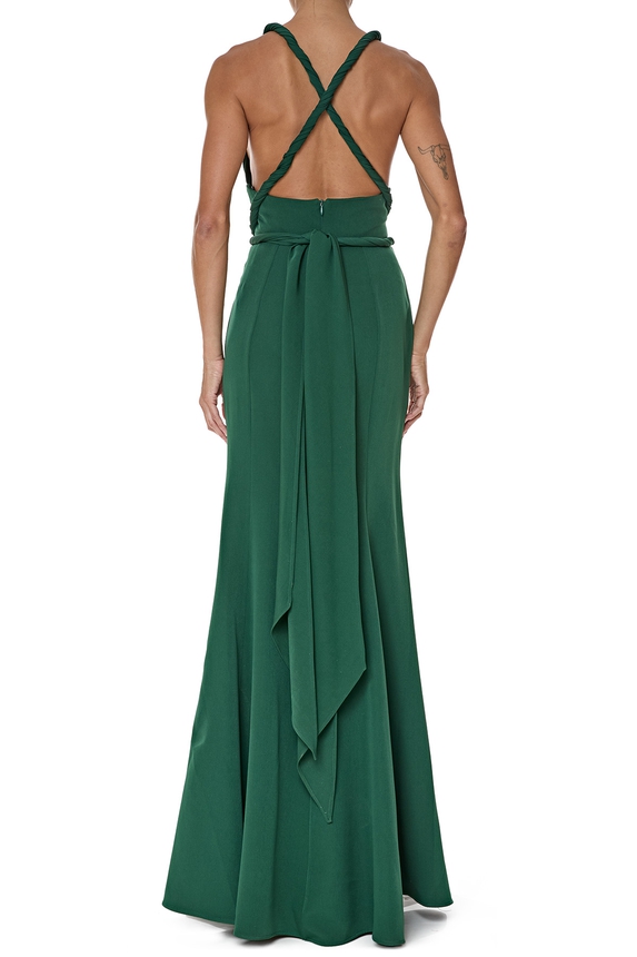 Vestido Longo Crepe Verde - DG76531 Essential Collection