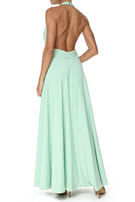 Vestido Longo Crepe Verde - DG76546 Essential Collection