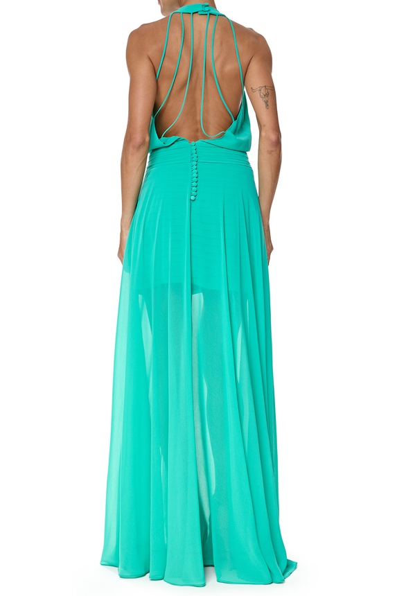 Vestido Longo Crepe Verde - DG76636 Essential Collection