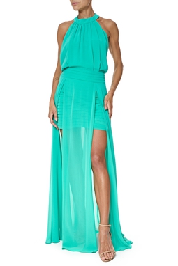 Vestido Longo Crepe Verde