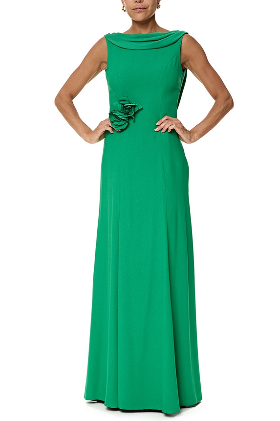 Vestido Longo Crepe Verde - DG76745 Isabella Narchi