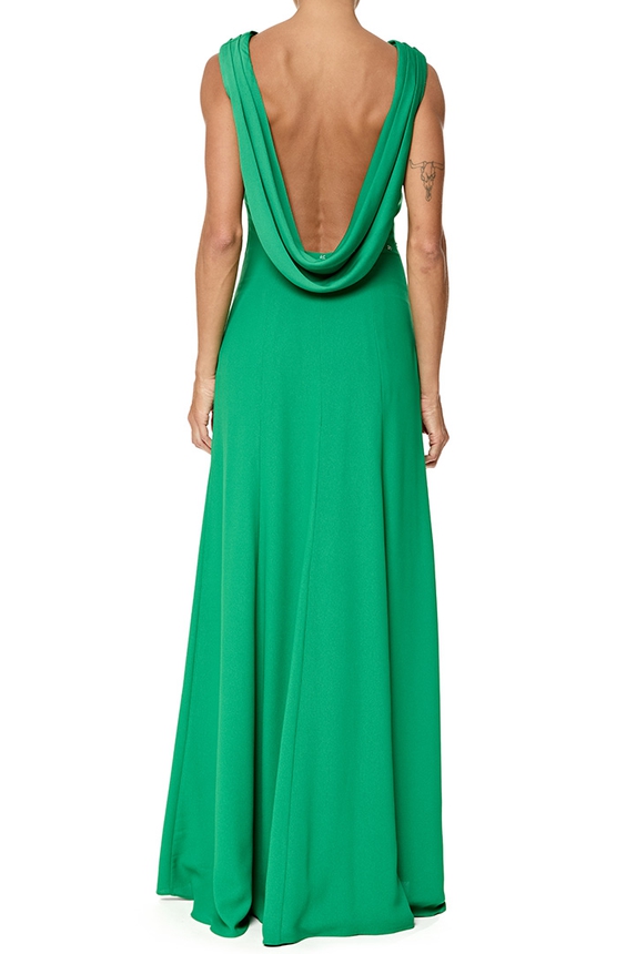 Vestido Longo Crepe Verde - DG76745 Isabella Narchi