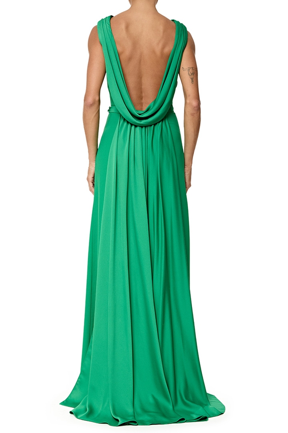 Vestido Longo Crepe Verde - DG76745 Isabella Narchi