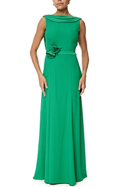 Vestido Longo Crepe Verde