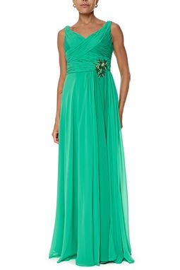 Vestido Longo Crepe Verde