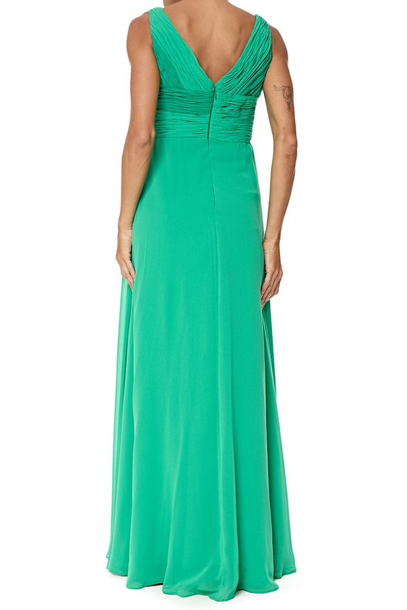 Vestido Longo Crepe Verde - DG76759 Essential Collection