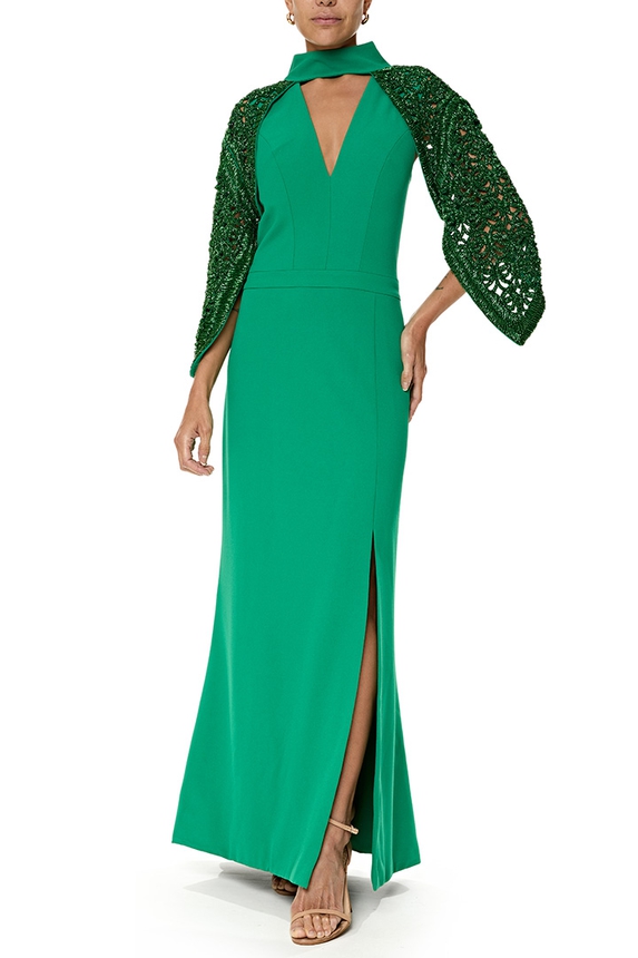 Vestido Longo Crepe Verde - DG76812 Arte Sacra