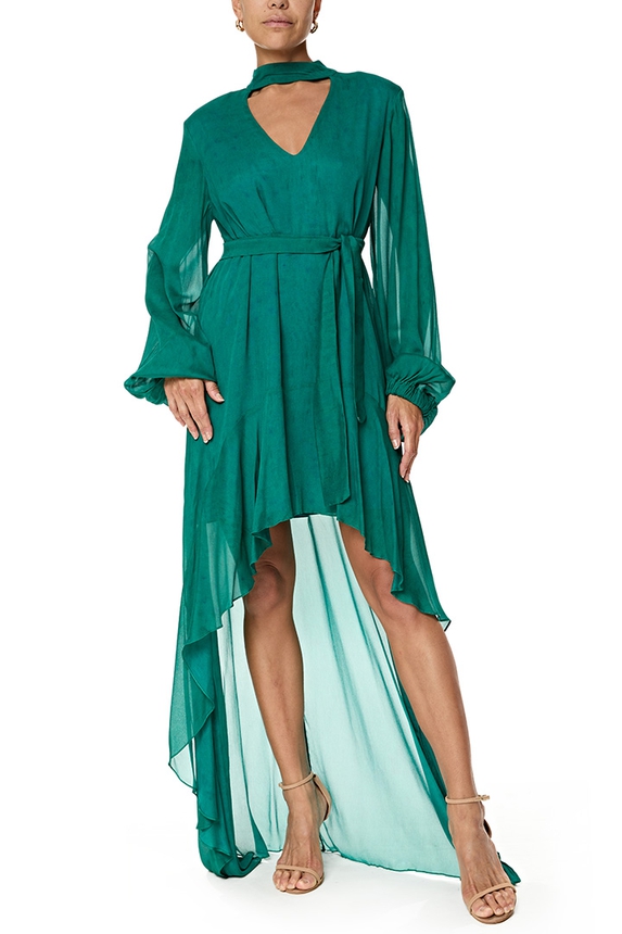Vestido Longo Crepe Verde - DG76909 Kika Simonsen