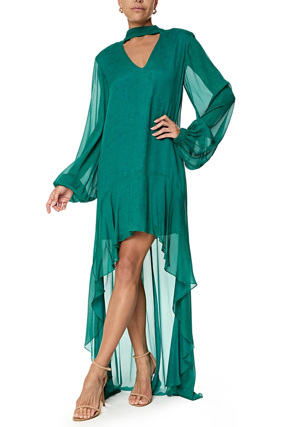 Vestido Longo Crepe Verde - DG76909 Kika Simonsen