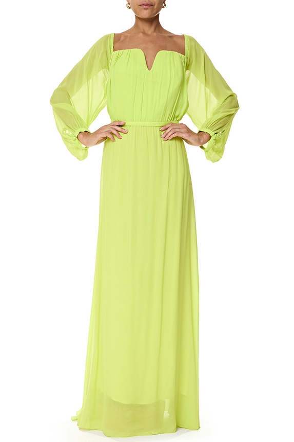 Vestido Longo Crepe Verde - DG76923 Kika Simonsen