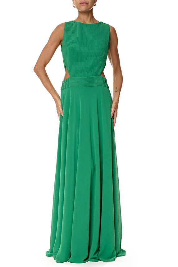 Vestido Longo Crepe Verde - DG76926 Teti Gio