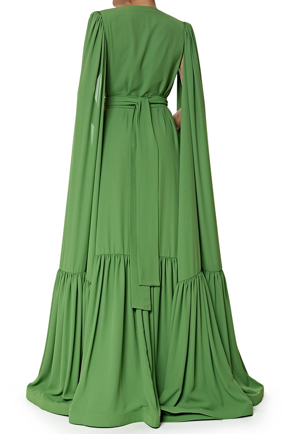 Vestido Longo Crepe Verde - DG76980 Débora Mangabeira