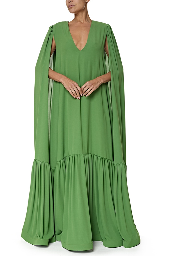 Vestido Longo Crepe Verde - DG76980 Débora Mangabeira