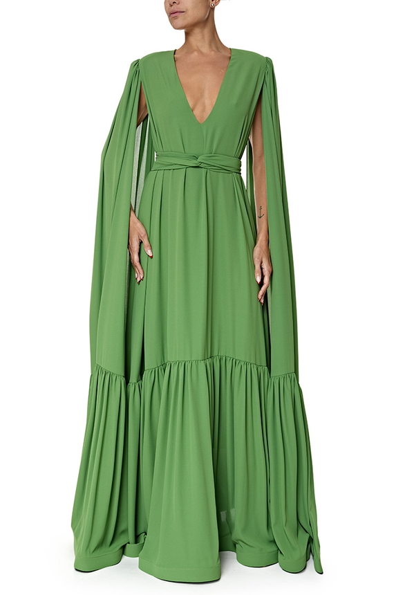 Vestido Longo Crepe Verde - DG76980 Débora Mangabeira