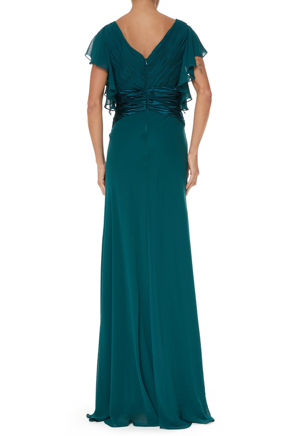 Vestido Longo Crepe Verde - DG77079 Essential Collection