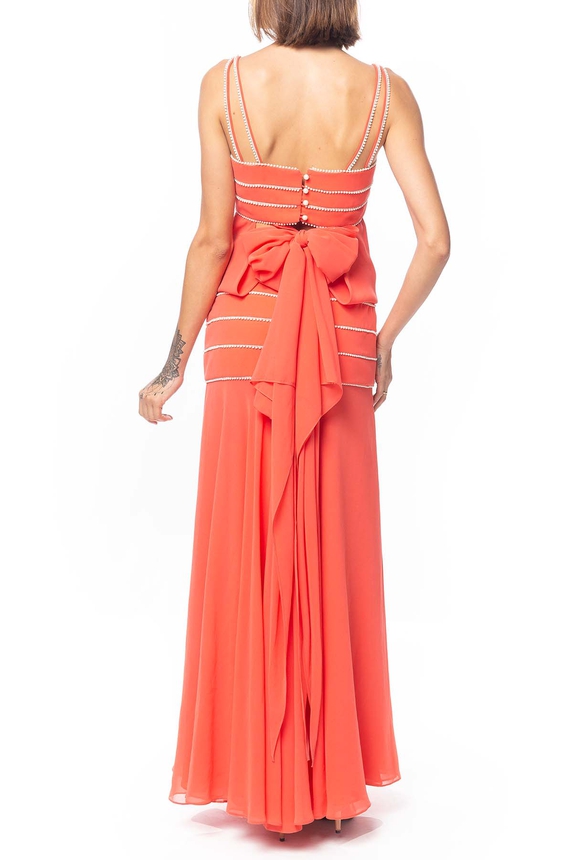 Vestido Longo Crepe Vermelho - DG44107 Candy Brown