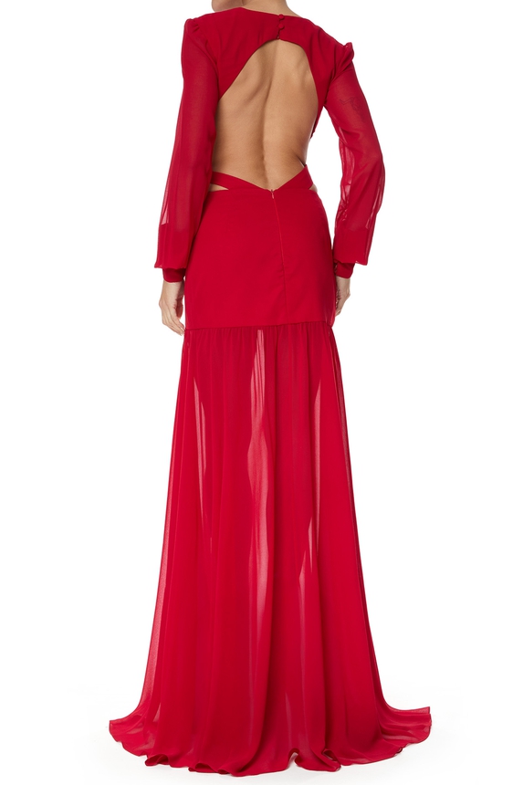 Vestido Longo Crepe Vermelho - DG75716 Essential Collection
