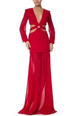 Vestido Longo Crepe Vermelho