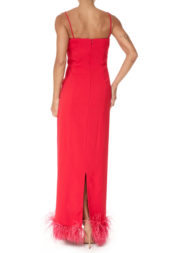 Vestido Longo Crepe Vermelho - DG75797 Candy Brown