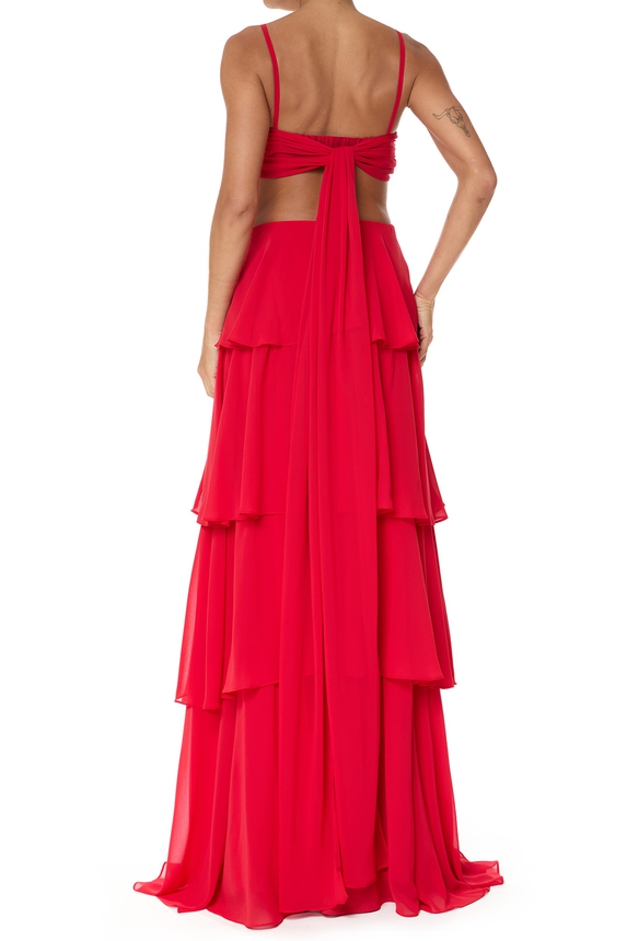Vestido Longo Crepe Vermelho - DG75840 Essential Collection