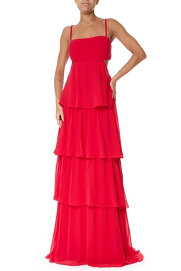 Vestido Longo Crepe Vermelho