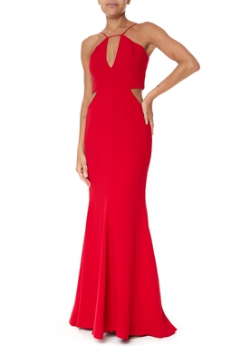 Vestido Longo Crepe Vermelho