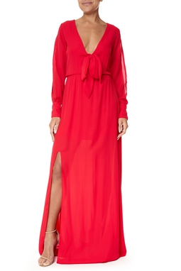 Vestido Longo Crepe Vermelho