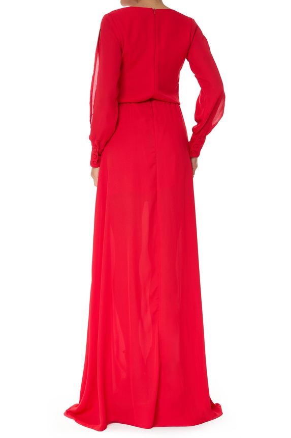 Vestido Longo Crepe Vermelho - DG75843 Tugore