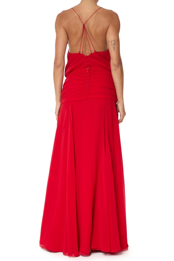 Vestido Longo Crepe Vermelho - DG75866 Candy