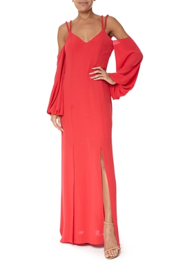 Vestido Longo Crepe Vermelho