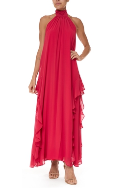 Vestido Longo Crepe Vermelho