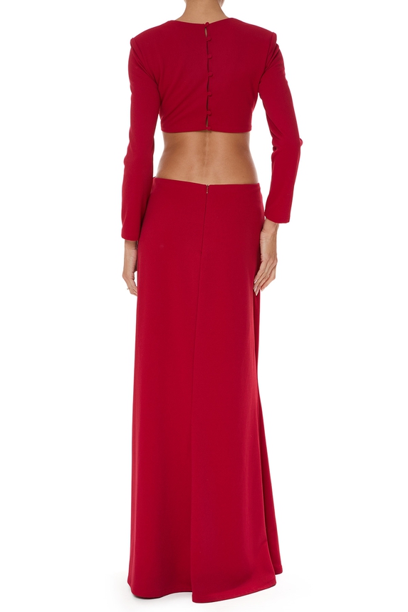 Vestido Longo Crepe Vermelho - DG76066 Essential Collection