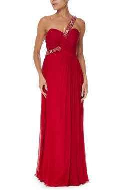 Vestido Longo Crepe Vermelho