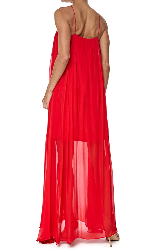 Vestido Longo Crepe Vermelho - DG76390 Oasis Resortwear