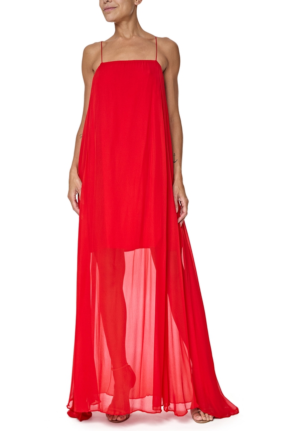 Vestido Longo Crepe Vermelho - DG76390 Oasis Resortwear