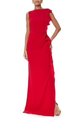 Vestido Longo Crepe Vermelho