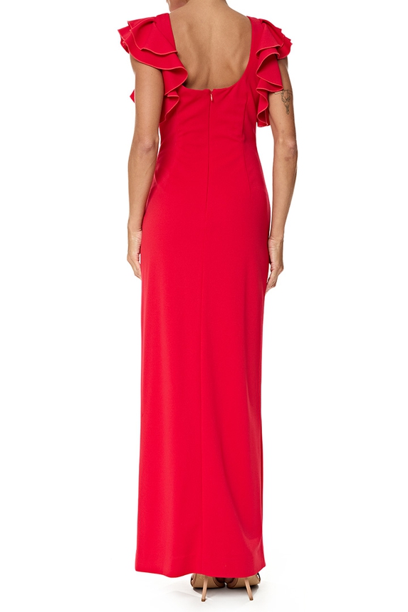 Vestido Longo Crepe Vermelho - DG76732 Aidan Mattox