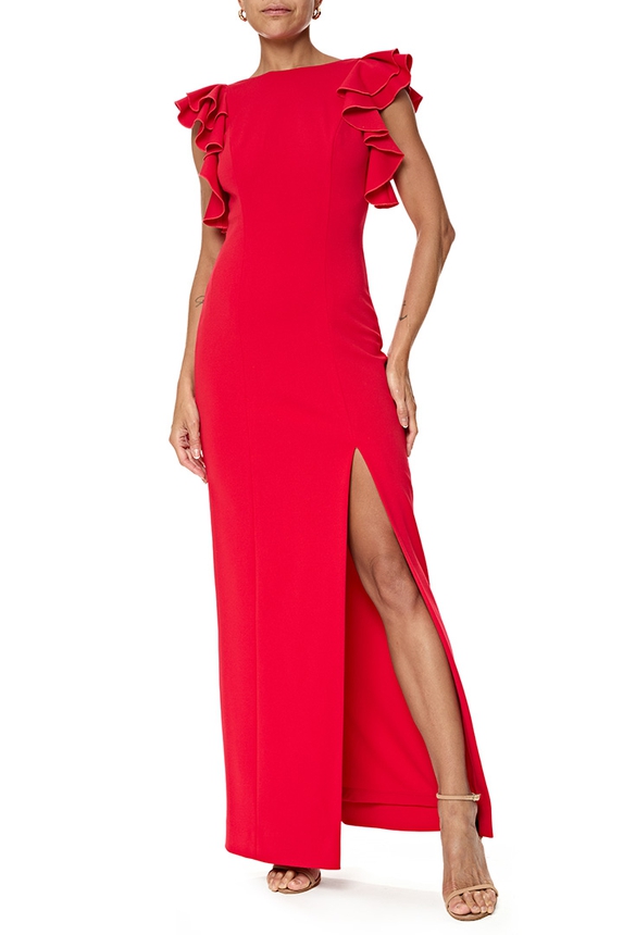 Vestido Longo Crepe Vermelho - DG76732 Aidan Mattox