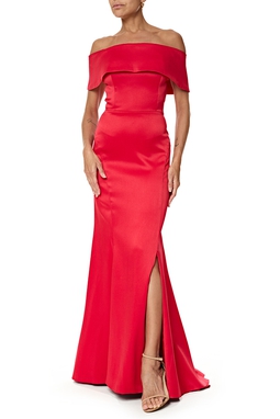Vestido Longo Crepe Vermelho