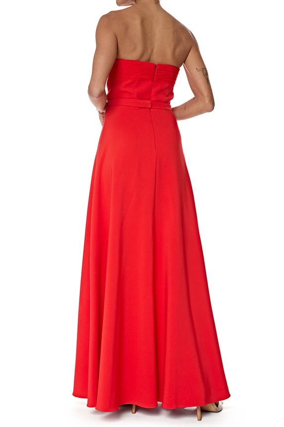 Vestido Longo Crepe Vermelho - DG77041 Essential Collection