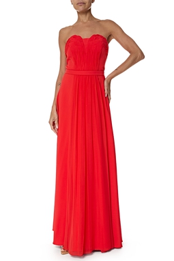 Vestido Longo Crepe Vermelho