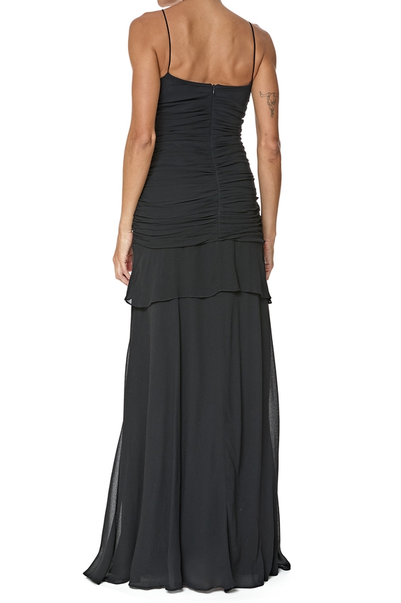 Vestido Longo Crepe Preto - DG76637 Le Lis Blanc