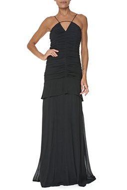 Vestido Longo Crepe Preto