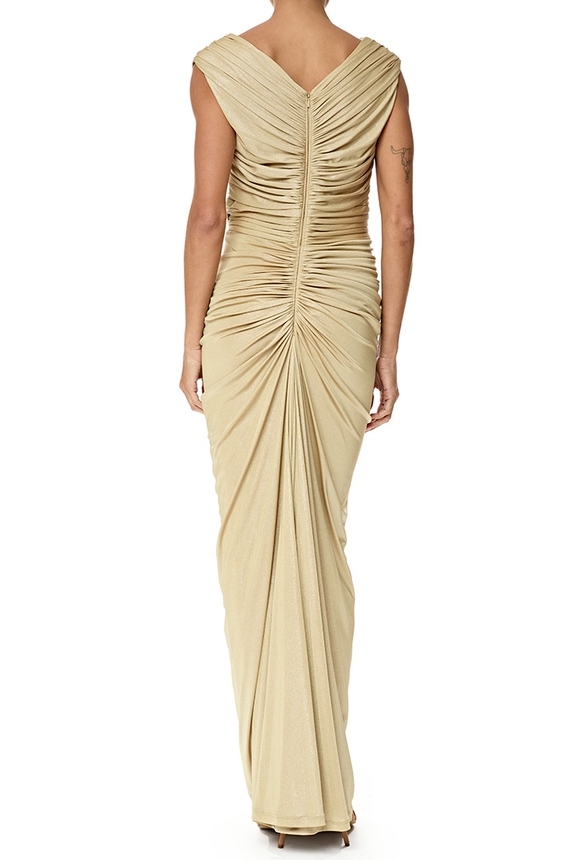 Vestido Longo Jersey Dourado - DG76801 Tadashi Shoji