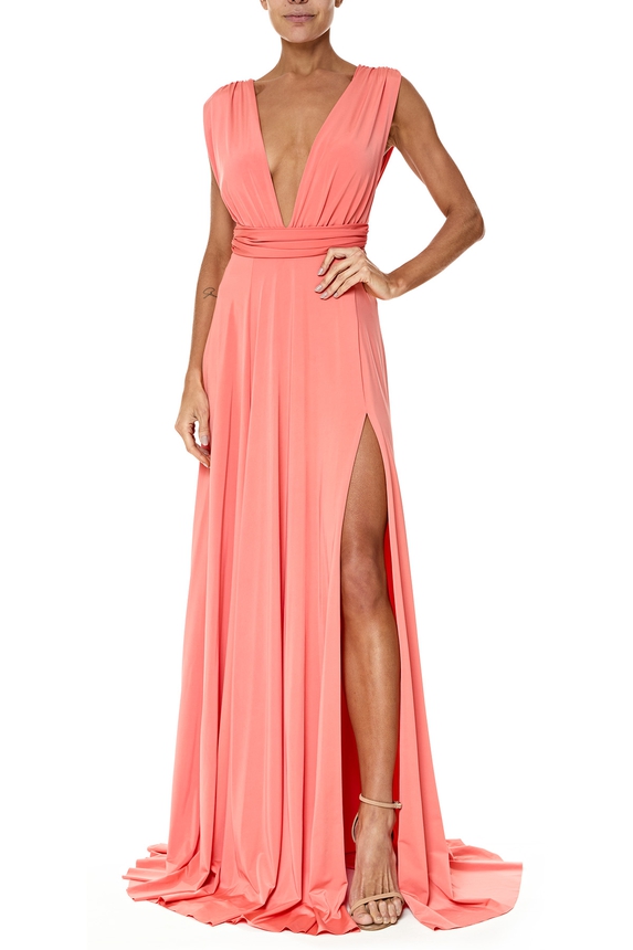 Vestido Longo Jersey Laranja - DG76302 Splash