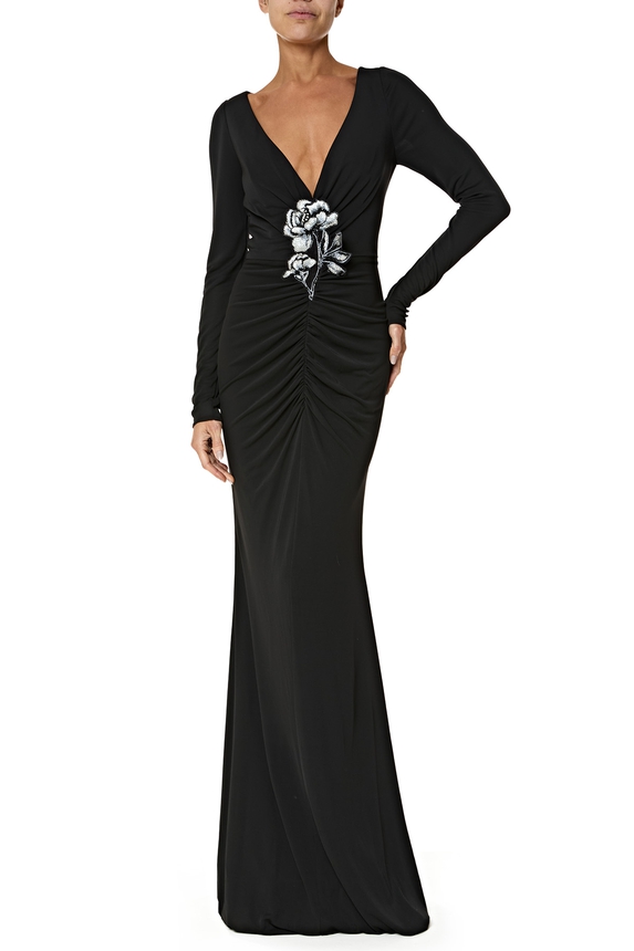 Vestido Longo Jersey Preto - DG76260 Marchesa