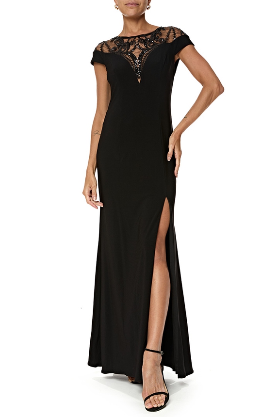 Vestido Longo Jersey Preto - DG76738 Adrianna Papell