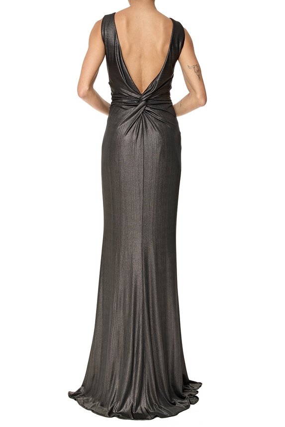 Vestido Longo Lurex Cinza - DG76316 Essential Collection