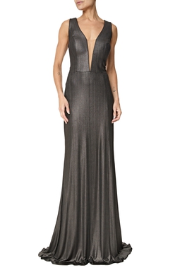 Vestido Longo Lurex Cinza